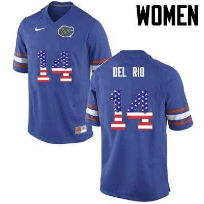 Women's Florida Gators #14 Luke Del Rio NCAA Nike Blue USA Flag Fashion Authentic Stitched College Football Jersey SVF7162QR